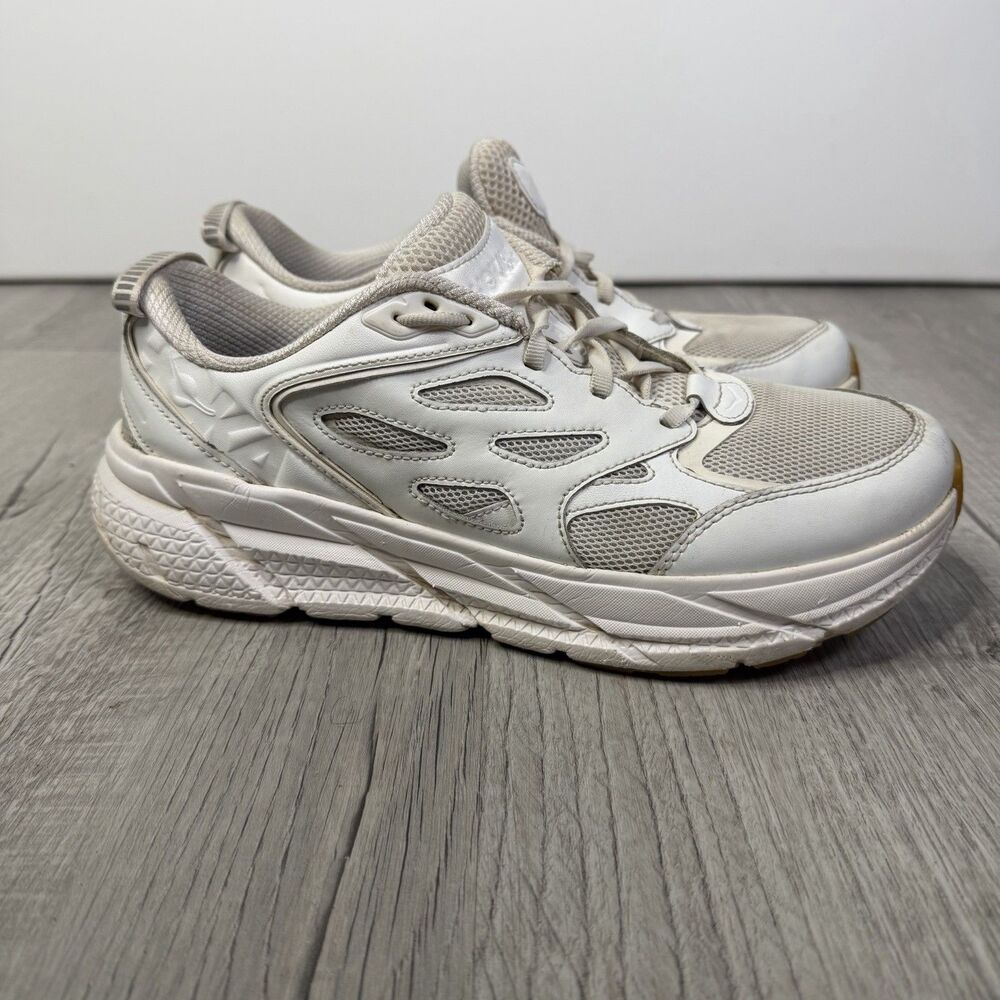 HOKA ONE ONE U Clifton L Embroidery Athletic Running Shoe M9/W10 White leather S - Picture 4 of 10